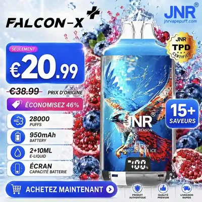 JNR Falcon X Plus 28K Kit Remplissable et Rechargeable